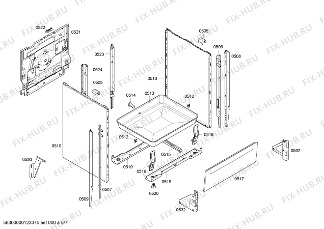 Взрыв-схема плиты (духовки) Bosch HSN121020 Bosch - Схема узла 05