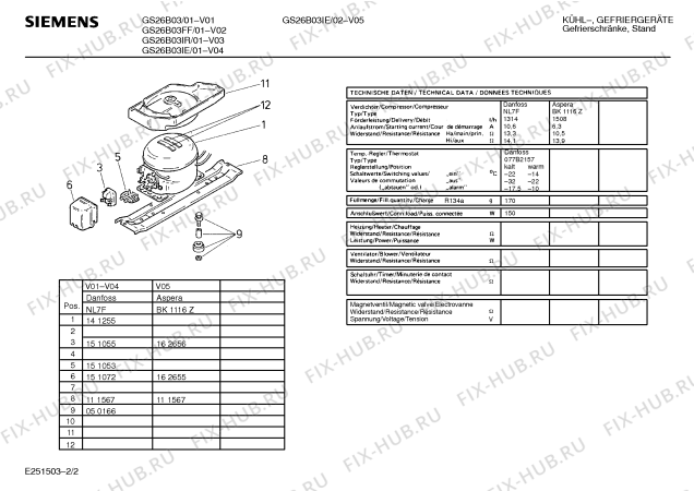 Схема №2 GS30B02CH с изображением Компрессор для холодильной камеры Bosch 00141147