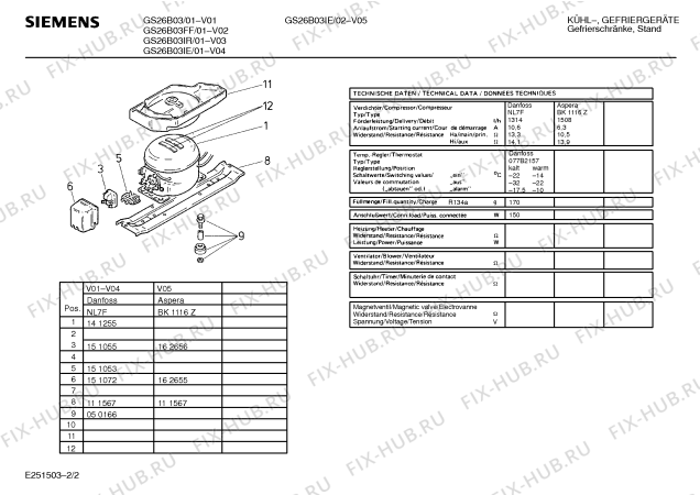 Взрыв-схема холодильника Siemens GS26B03FF - Схема узла 02