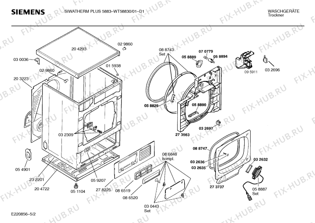 Схема №5 WT58830 Extraklasse 5883T с изображением Панель для электросушки Siemens 00285533