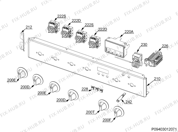 Взрыв-схема плиты (духовки) Zanussi ZCV660MW - Схема узла Command panel 037