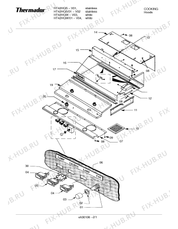 Схема №2 H42HQS с изображением Панель для плиты (духовки) Bosch 00368667