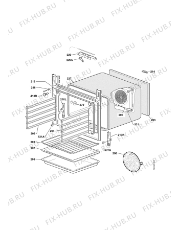 Взрыв-схема плиты (духовки) Juno Electrolux JTH45301E - Схема узла Housing 001