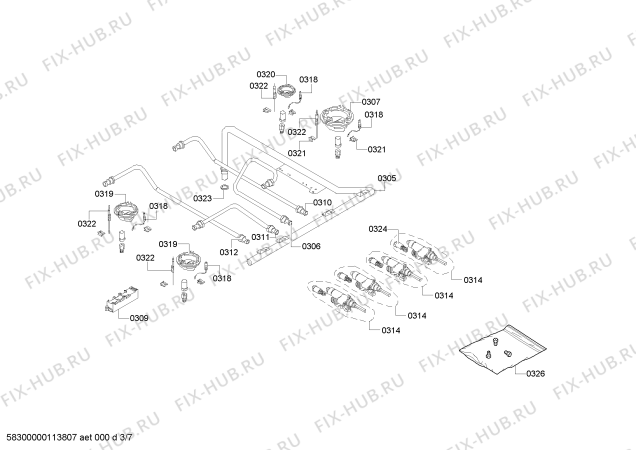 Взрыв-схема плиты (духовки) Bosch HSW745020N - Схема узла 03