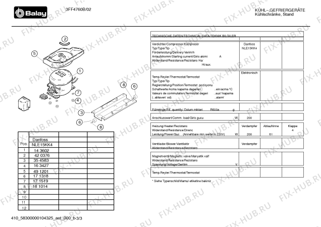 Схема №3 3FF4860B с изображением Инструкция по эксплуатации для холодильника Bosch 00591154