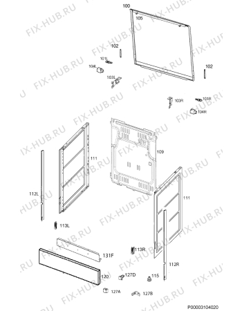 Взрыв-схема плиты (духовки) Zanussi ZCG9510M1W - Схема узла Housing 001