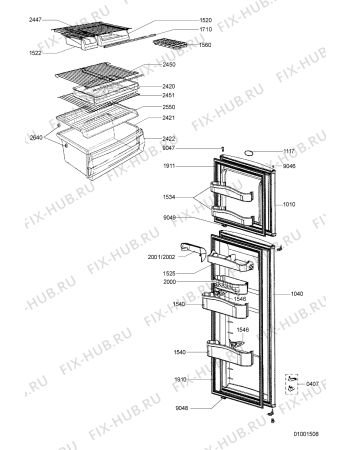 Схема №1 WBD 450 с изображением Уплотнитель (прокладка) для холодильника Whirlpool 481246688826