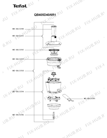 Взрыв-схема кухонного комбайна Tefal QB405D40/6R1 - Схема узла 4P004712.8P6