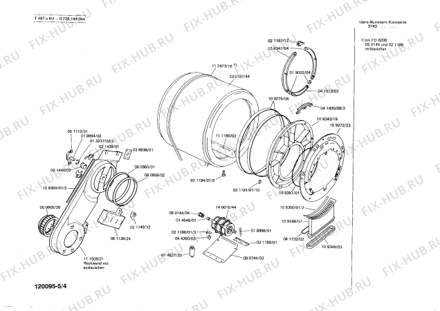 Взрыв-схема сушильной машины Bosch 0728144044 T497A BU - Схема узла 04