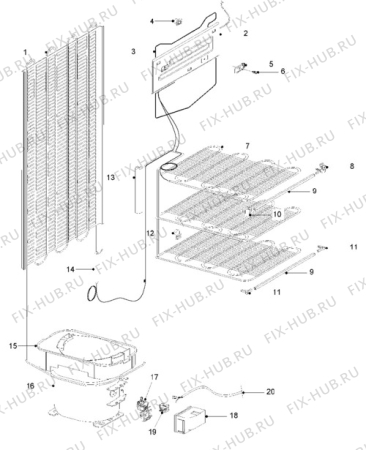 Взрыв-схема холодильника Electrolux ER7946B - Схема узла Cooling system 017