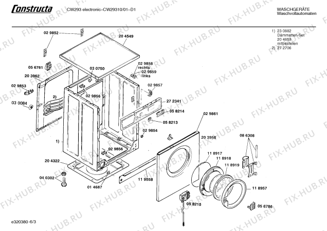 Взрыв-схема стиральной машины Constructa CW29310 CW2931 ELECTRONIC - Схема узла 03