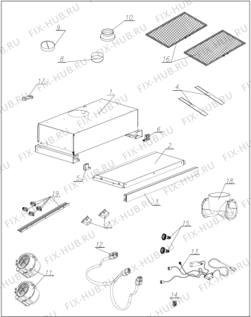 Схема №1 BHP623E9X (514440) с изображением Фиксатор для вытяжки Gorenje 589874