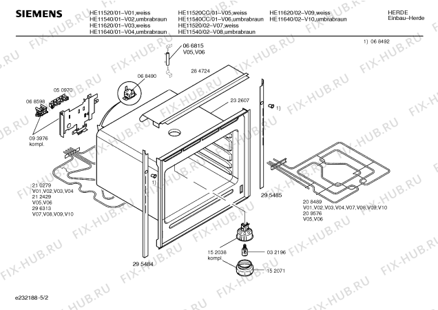 Схема №5 HE11540 с изображением Инструкция по эксплуатации для духового шкафа Siemens 00518620