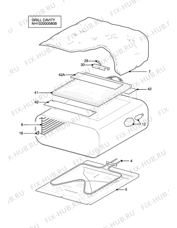 Взрыв-схема плиты (духовки) Electrolux EIKM6047XN - Схема узла H10 Grill cavity assy