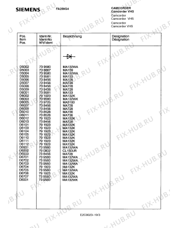 Схема №18 FA259G4 с изображением Инструкция по эксплуатации для видеотехники Siemens 00530817