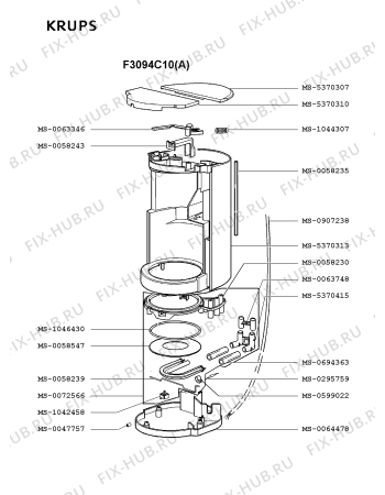 Взрыв-схема кофеварки (кофемашины) Krups F3094C10(A) - Схема узла ZP001627.1P2
