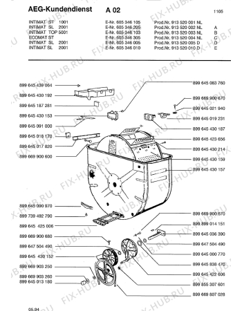 Взрыв-схема комплектующей Zanker SL 2001 INTM:DEL 913 - Схема узла Tub and drum