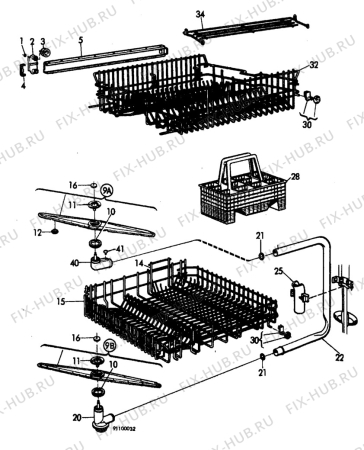 Взрыв-схема посудомоечной машины Elektra EDV801 - Схема узла W10 Baskets D