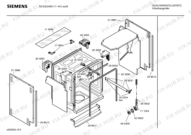 Взрыв-схема посудомоечной машины Siemens SE33234SK - Схема узла 03