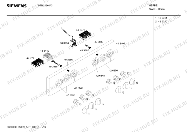Взрыв-схема плиты (духовки) Siemens HN121201 - Схема узла 04