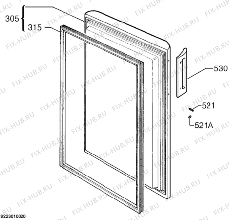 Взрыв-схема холодильника Zanker ZKN1007W - Схема узла Door 003