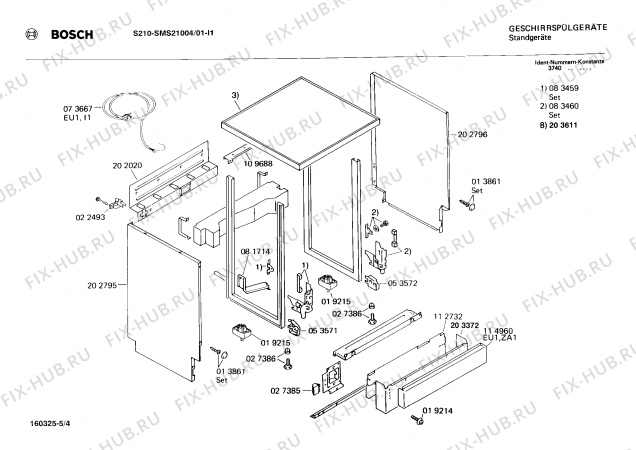 Взрыв-схема посудомоечной машины Bosch SMS21004 S210 - Схема узла 04
