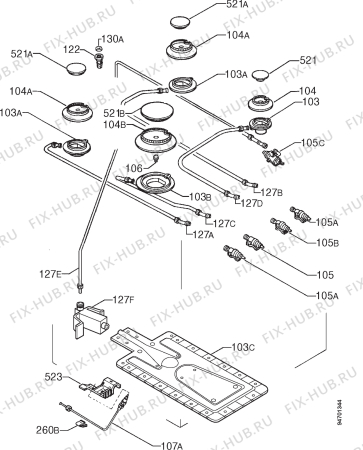 Взрыв-схема плиты (духовки) Corbero 6040SL - Схема узла Functional parts 267