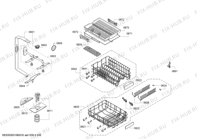 Взрыв-схема посудомоечной машины Siemens SR65M082EU - Схема узла 06