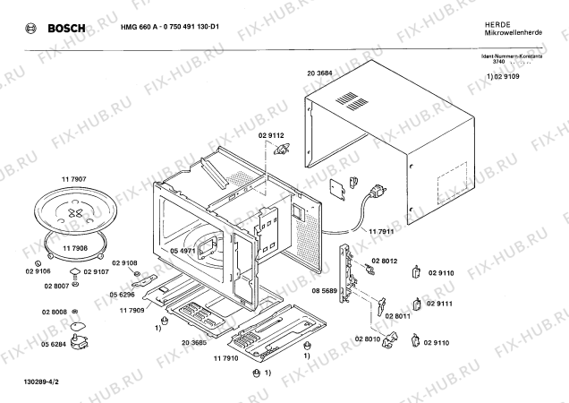 Схема №3 0750491130 HMG660A с изображением Панель для микроволновки Bosch 00085824