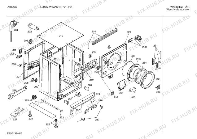 Схема №7 WIMAI01FF airlux LL06A с изображением Ручка для стиралки Bosch 00095092