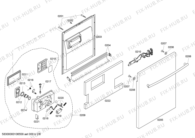 Взрыв-схема посудомоечной машины Bosch SHX46L06UC Bosch - Схема узла 02