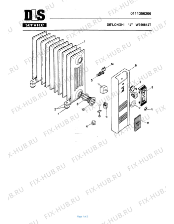 Схема №1 W350812TC с изображением Руководство для обогревателя (вентилятора) DELONGHI 573975