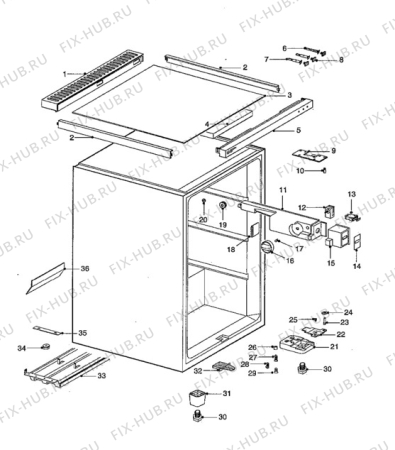 Взрыв-схема холодильника Zanussi ZVC90T - Схема узла Cabinet + armatures