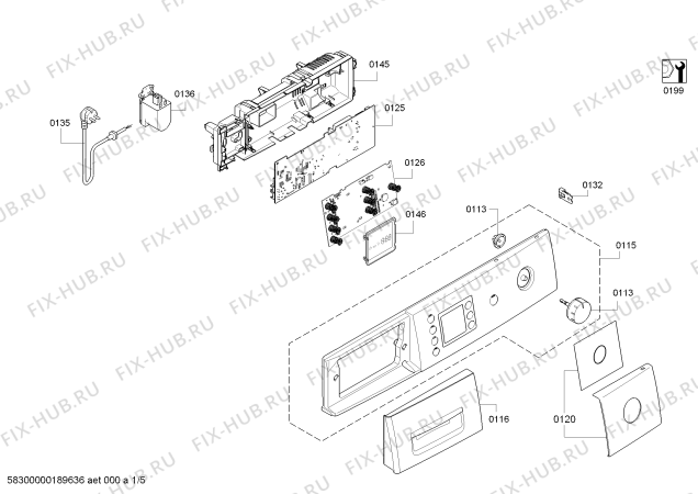 Схема №5 WAE28497SN с изображением Панель управления для стиралки Bosch 11011657