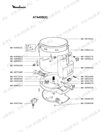 Взрыв-схема тостера (фритюрницы) Moulinex AT445B(0) - Схема узла 9P002092.5P2