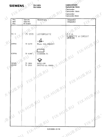 Схема №28 FA118G4 с изображением Переключатель для видеоэлектроники Siemens 00734683