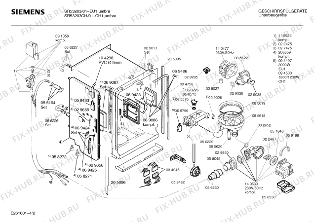 Взрыв-схема посудомоечной машины Siemens SR53203 - Схема узла 02