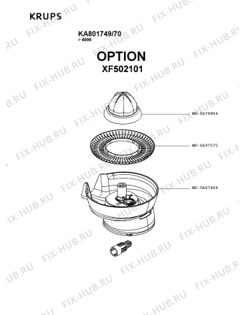 Взрыв-схема кухонного комбайна Krups KA801749/70 - Схема узла 6P003089.4P4