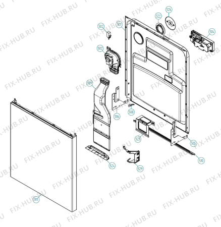 Взрыв-схема посудомоечной машины Asko D5132 FS TW   -White FS Soft (339098, DW70.5) - Схема узла 05