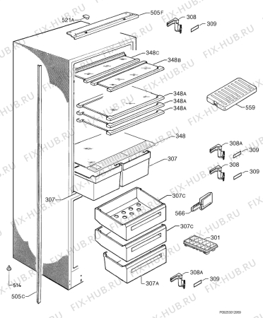 Схема №1 SC81840-4I с изображением Полка для холодильной камеры Aeg 2251234346