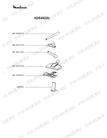 Взрыв-схема пылесоса Moulinex ADS452(0) - Схема узла AP002279.8P2