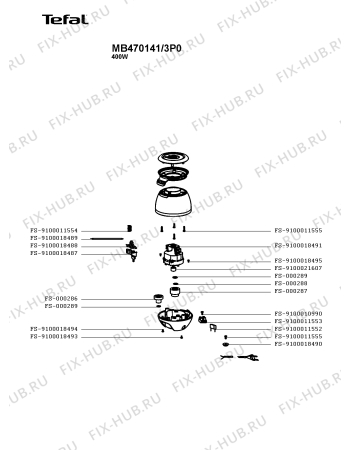 Взрыв-схема блендера (миксера) Tefal MB470141/3P0 - Схема узла CP004882.8P2