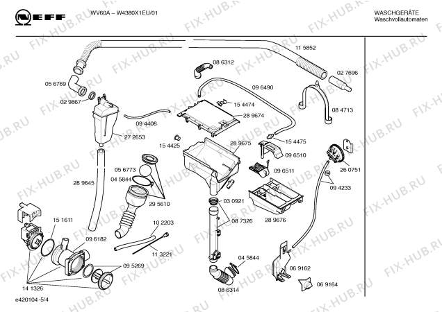 Взрыв-схема стиральной машины Neff W4380X1EU WV60A - Схема узла 04