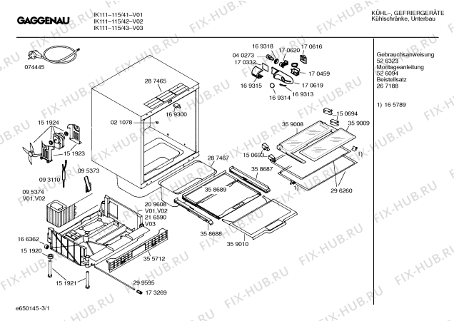 Схема №3 IK111115 с изображением Инструкция по эксплуатации Gaggenau для холодильника Bosch 00526323