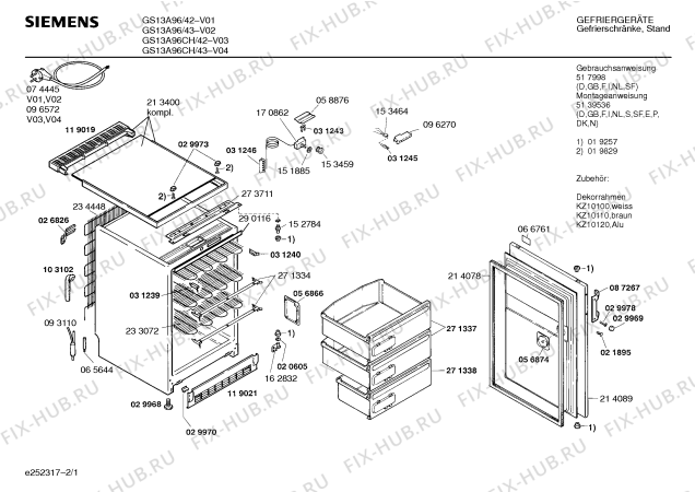 Схема №2 GS13A02CH с изображением Емкость для заморозки для холодильника Siemens 00271337