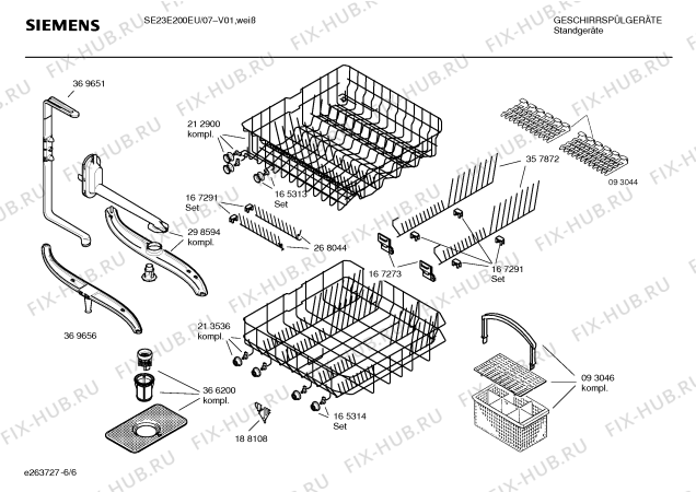 Взрыв-схема посудомоечной машины Siemens SE23E200EU - Схема узла 06