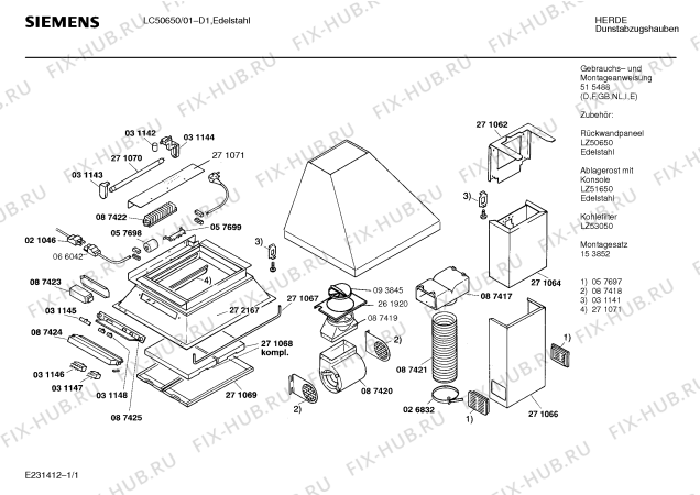 Схема №1 DKE645A с изображением Скоба для вентиляции Bosch 00271067