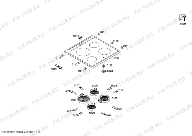 Схема №5 P1HCB47459 с изображением Стеклокерамика для плиты (духовки) Bosch 00247170
