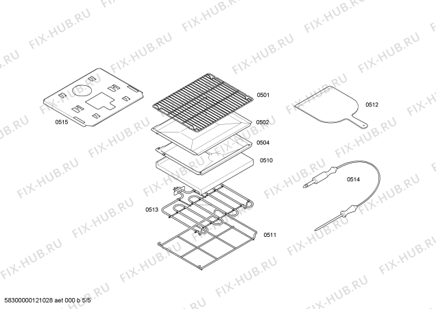 Схема №5 BO441411 с изображением Каталитическая панель для плиты (духовки) Bosch 00664248