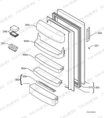 Взрыв-схема холодильника Zanker ZKC260 347.426/50314 - Схема узла Door 003
